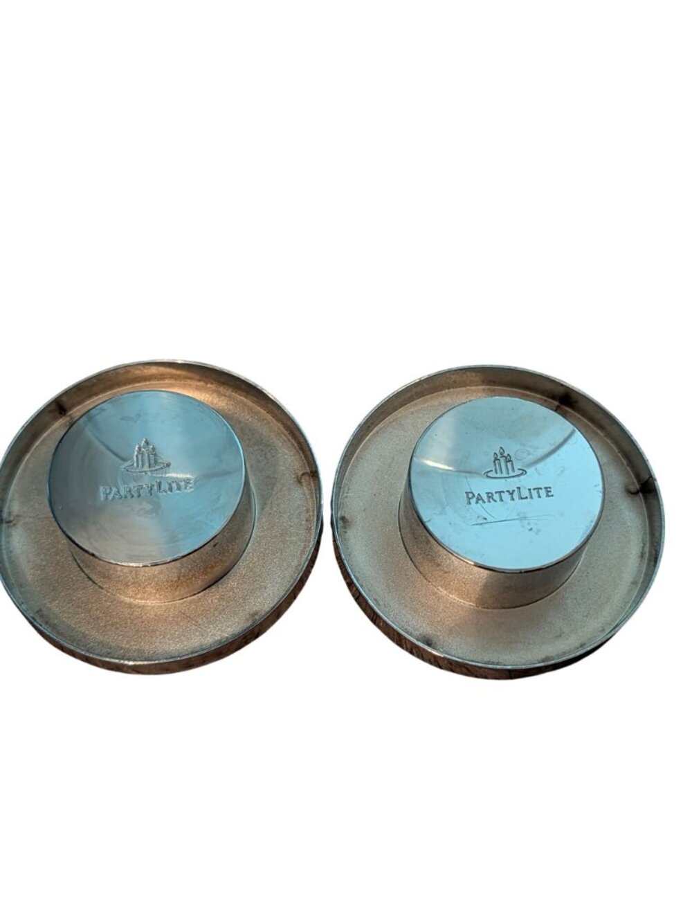 Partylite Silver Rim Glass Votive Candle Holders Set Of 2 - Picture 3 of 4